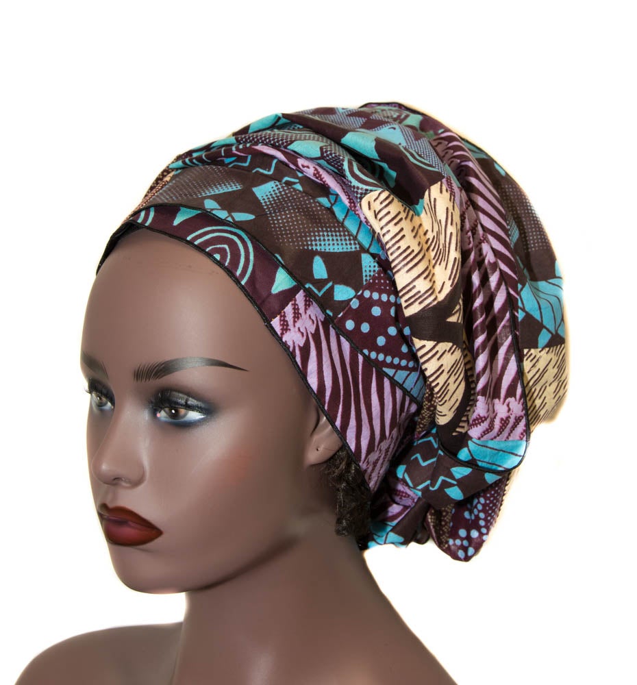 Patchwork African fabric Head wraps, African headwraps / HT359 - Tess World Designs