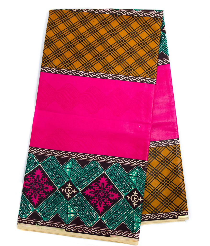 Bazin African Fabric 6 yards/ Bazin Riche Fabric, Fuchsia/Brown SB155B - Tess World Designs