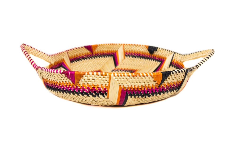 Bolga Woven Basket Tray / Handmade Ghana Basket / BG136 - Tess World Designs