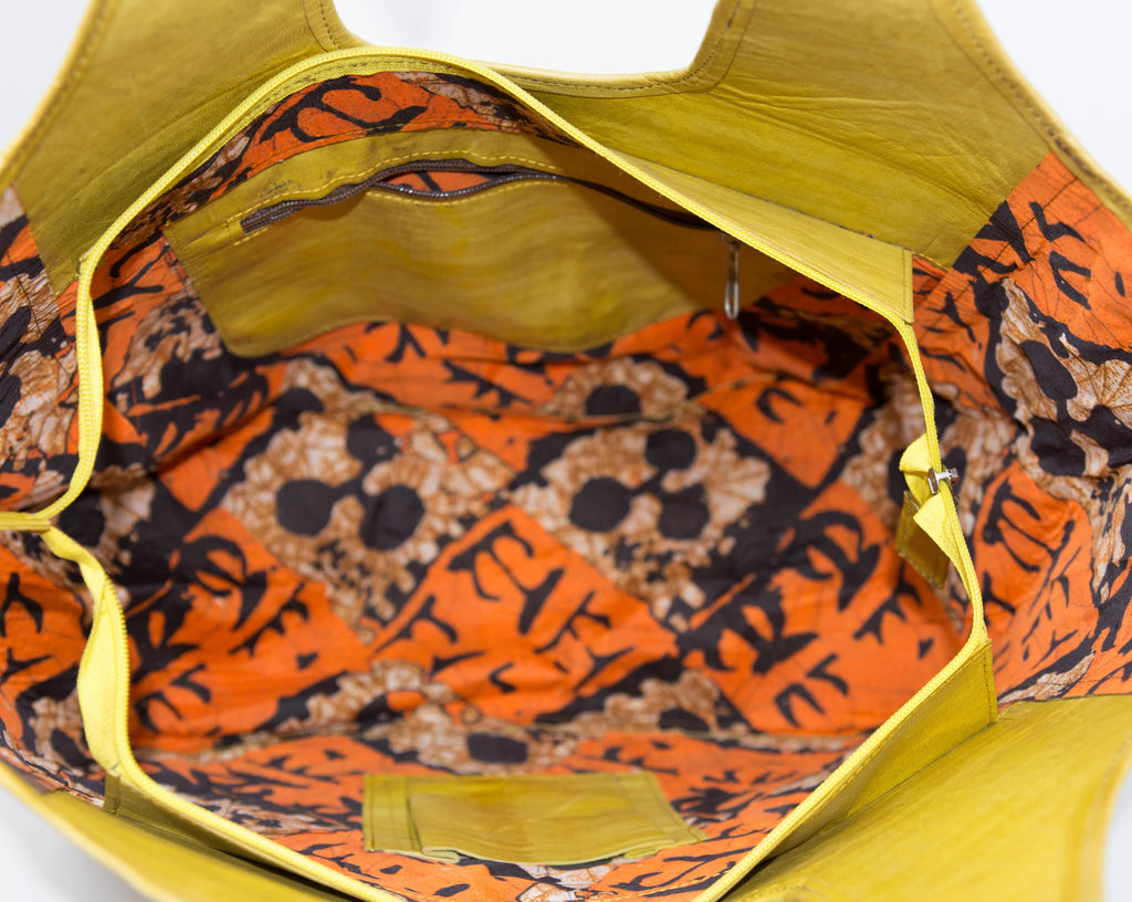 Handmade African leather bag / Tess World Designs/ Yellow Botota bag BG43 - Tess World Designs