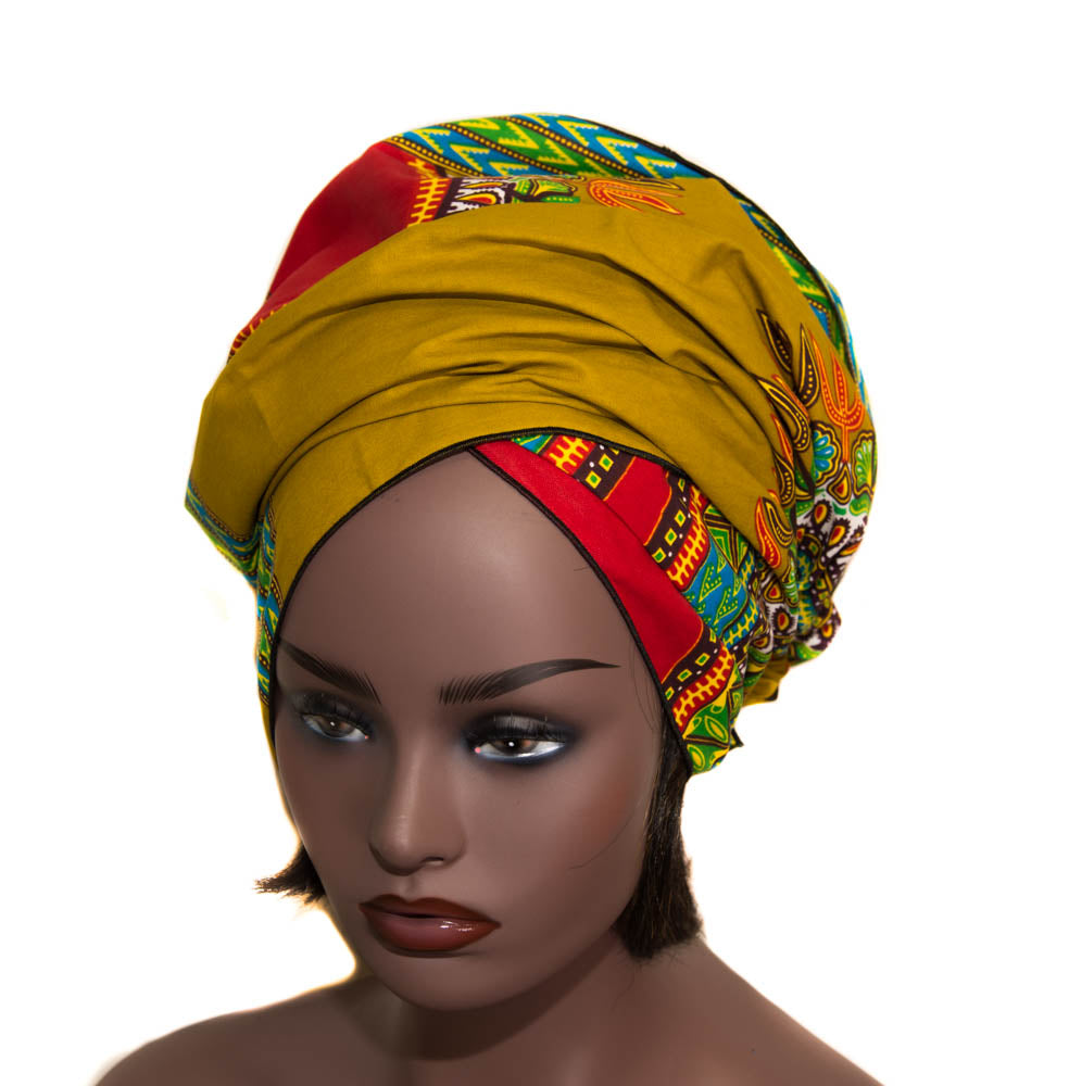 Headwrap, head wrap scarf, Mustard dashiki head wrap HT264 - Tess World Designs