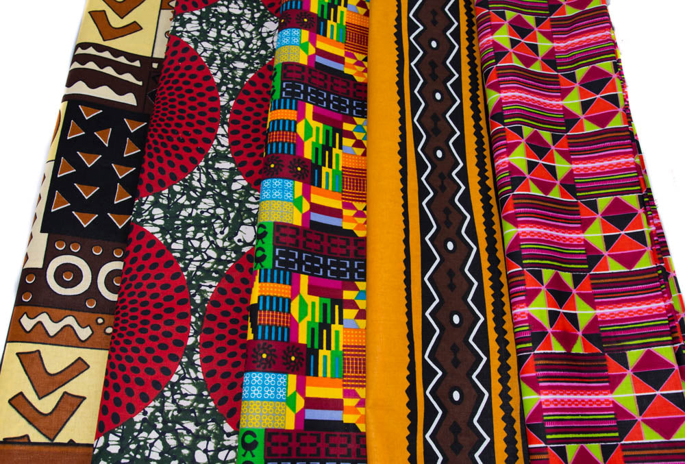 One Yard African Fabric Bundle, African Print Fabric/ 5 pieces -WP1669 - Tess World Designs
