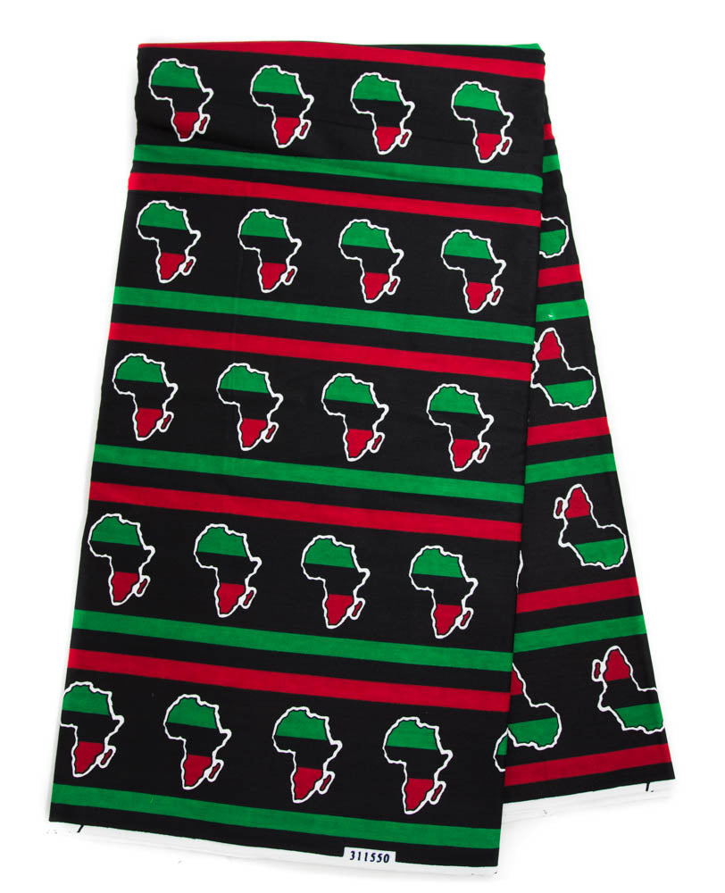 TP86 - Black African Map African Fabric Material - Tess World Designs