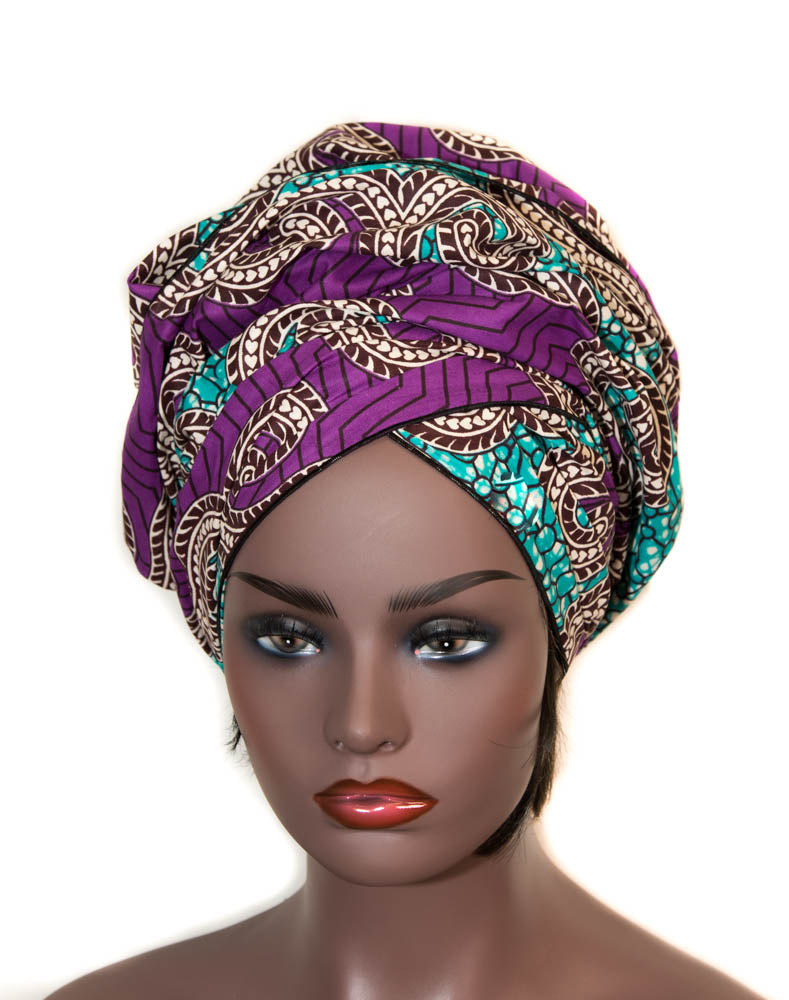 African Headwraps, Purple/Teal Ankara headwraps / HT367 - Tess World Designs