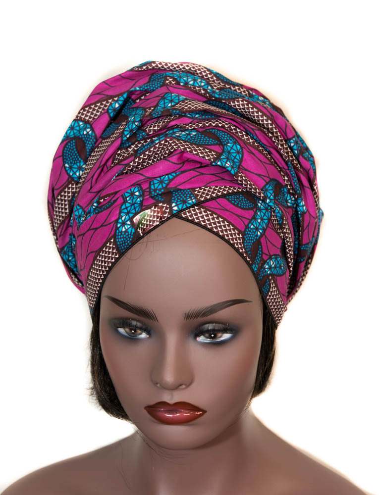 African Headwraps, Pink Ankara headwraps / HT368 - Tess World Designs