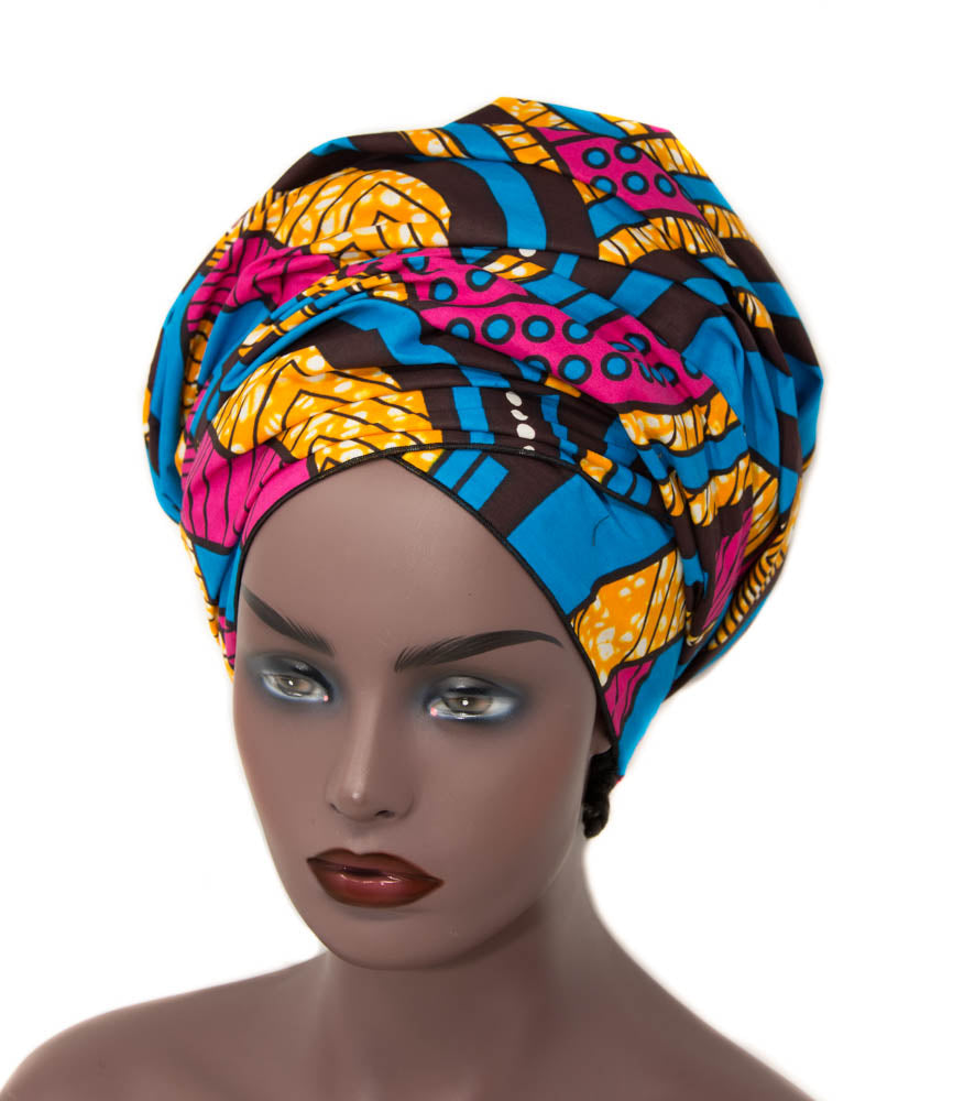African Headwraps, Pink/Blue/ Orange/ Ankara headwraps / HT36 - Tess World Designs