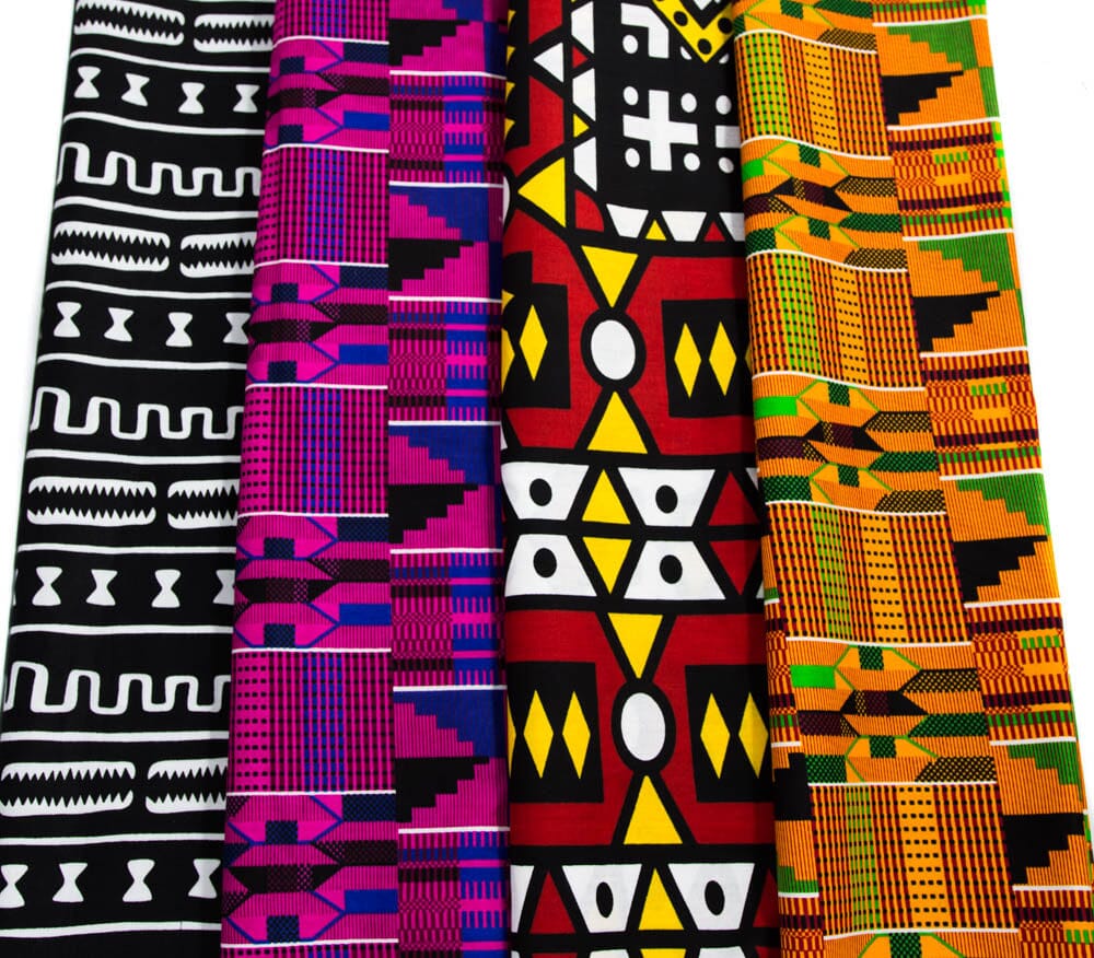 WP1730-BWRO - 2 yard African Material Fabric bundle/ 4 pieces - Tess World Designs