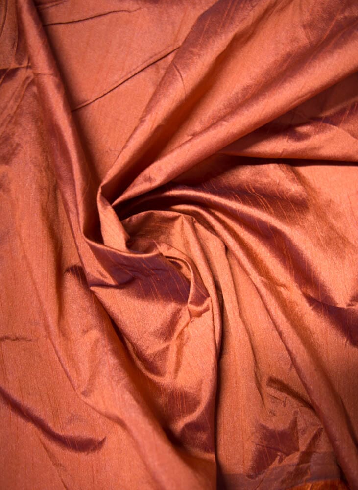 B187 Burnt Orange dupioni silk Solid Fabric - Tess World Designs