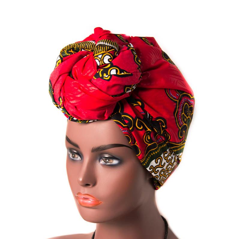 African fabric headwrap/ African Head wraps for women/ red dashiki wrap HT315 - Tess World Designs