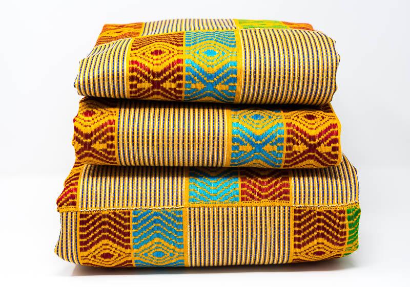 2 and 6 yards of Authentic Blue & Gold Kente fabric and kente Cloth