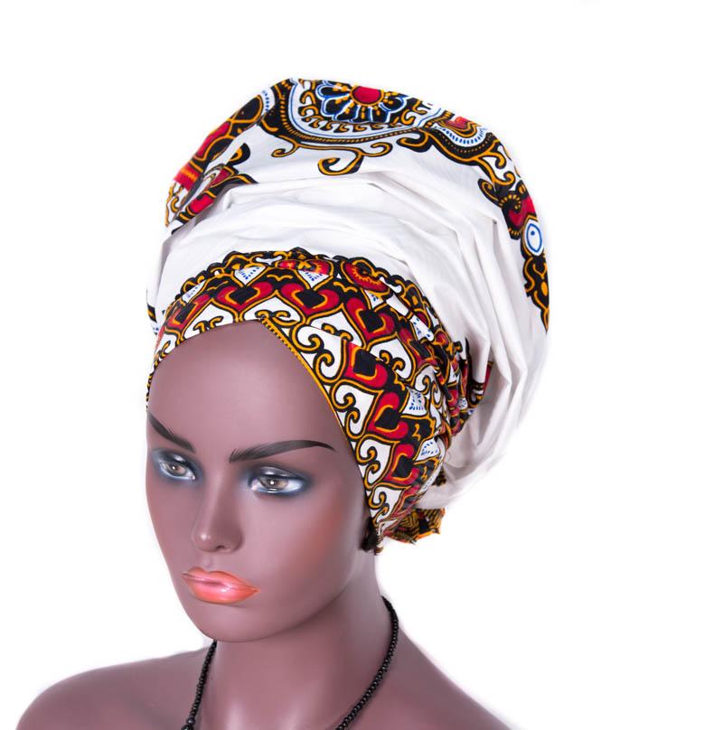 White dashiki headwrap/ African Head wraps for women/ headwrap HT316 - Tess World Designs