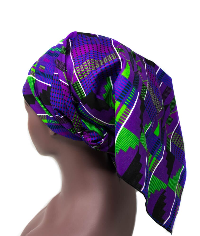 HT373-PURPLE/GREEN - Traditional African Ankara headwraps, Tess World Designs - Tess World Designs