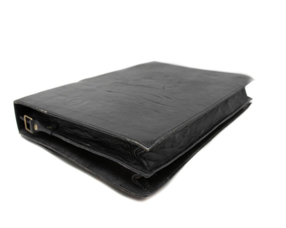 Handcrafted men's black leather and woven straw briefcase bag, BG87 - Tess World Designs