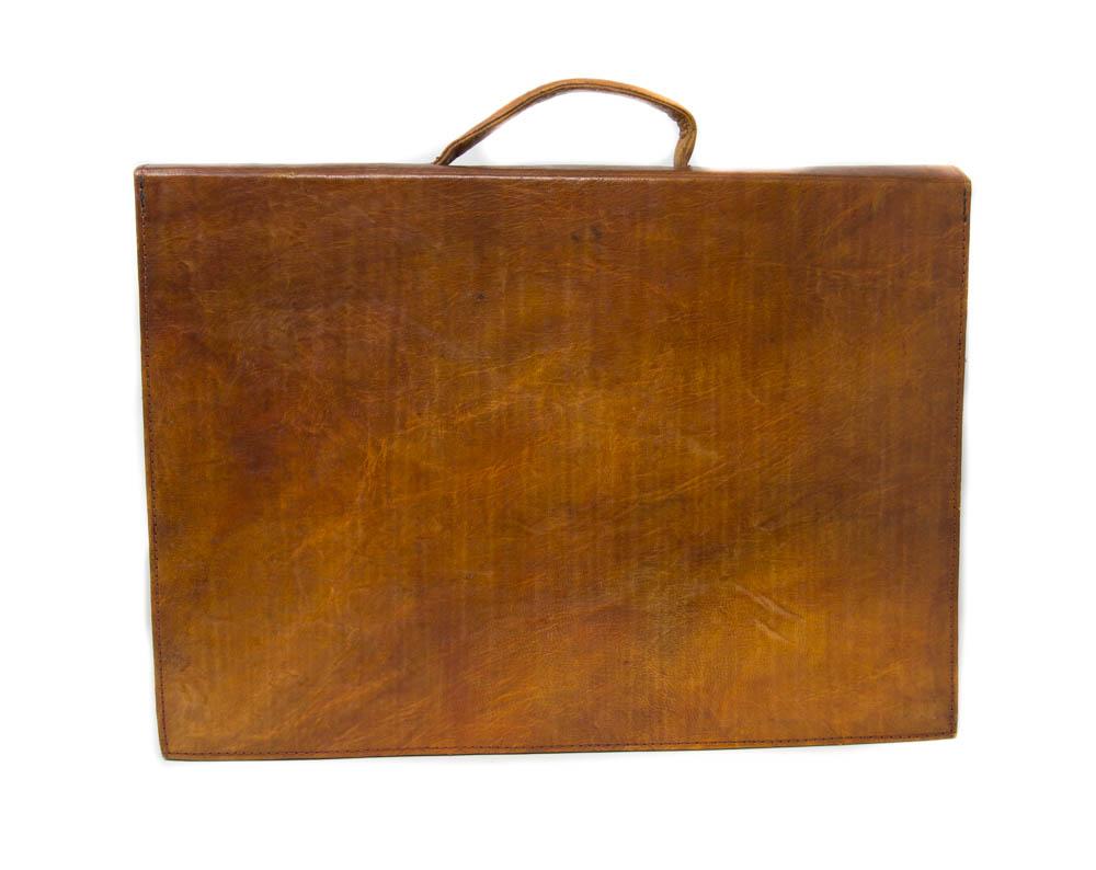 Handmade men's brown leather and mudcloth briefcase bag, BG90 - Tess World Designs