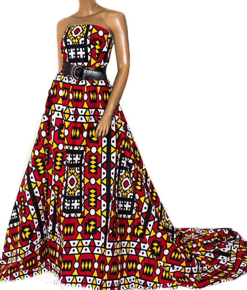 WP1307 - African Ankara fabric Red Angolan Samakaka Fabric - Tess World Designs