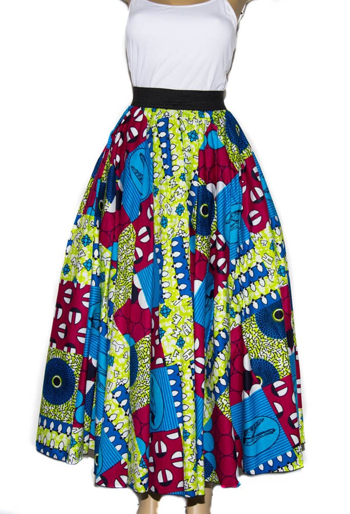 DW48 - Handmade Patchwork Circular Maxi Skirt African clothing | Long Skirts - Tess World Designs