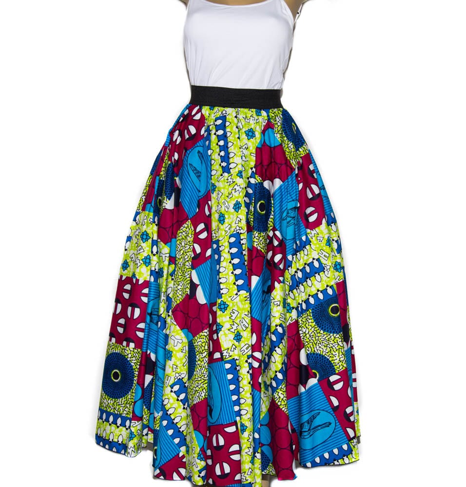 DW48 - Handmade Patchwork Circular Maxi Skirt African clothing | Long Skirts - Tess World Designs