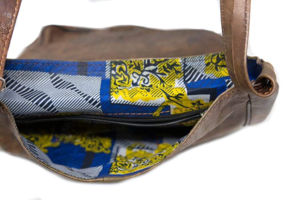 BG120 - Ankh Handmade African leather Crossbody bag made in Mali West African bag - Tess World Designs