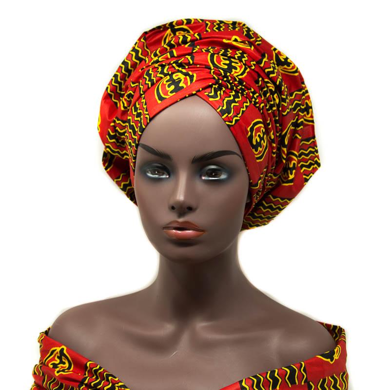 African Headwrap women/ Red Gye Nyame print headwrap HT321 - Tess World Designs