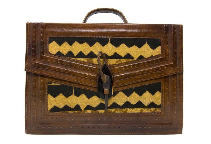 Genuine Leather /Handmade brown bag/ mudcloth/ Made in Mali BG31 - Tess World Designs