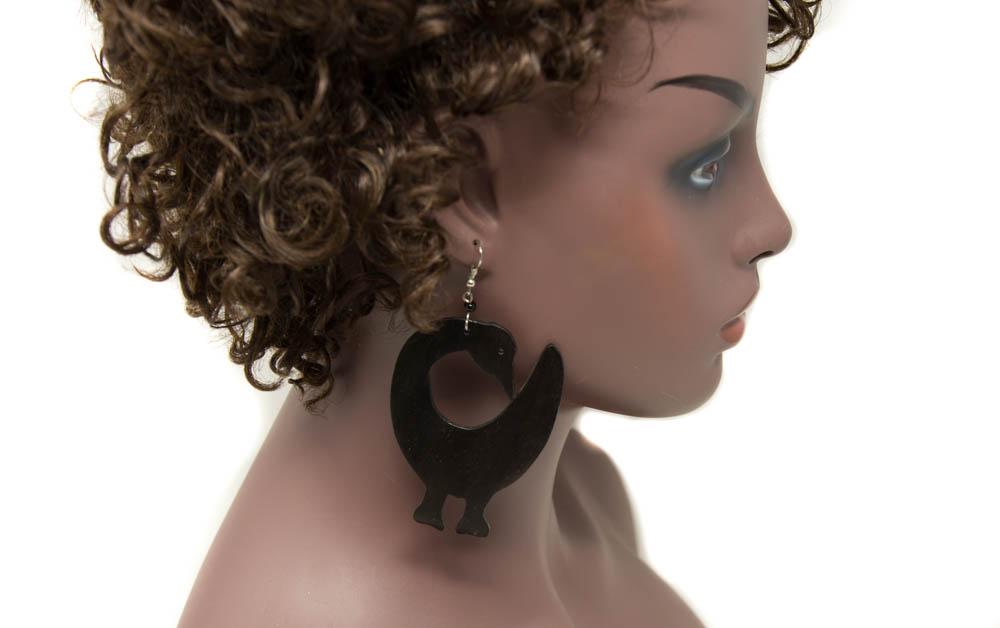 Large Sankofa African jewelry | African Wooden Earring -JW06 - Tess World Designs