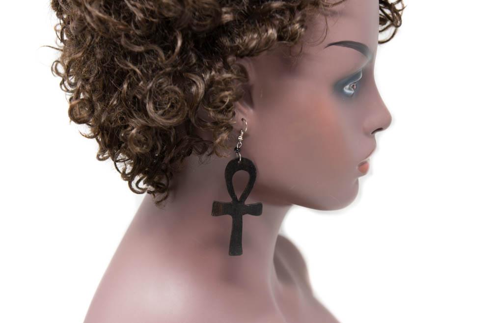 Ankh African jewelry | Handcrafted African Wooden Earring -JW09 - Tess World Designs