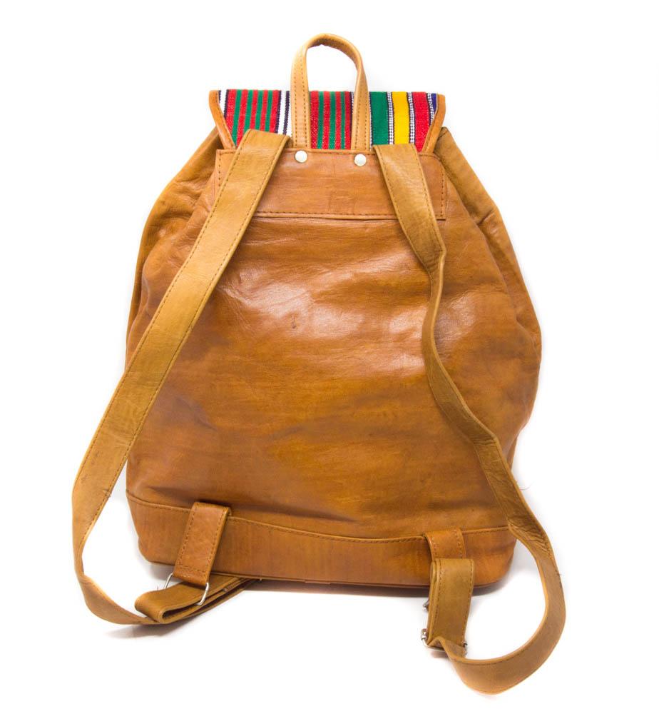 Light Brown Handmade leather Back Pack/ Exclusive bag / Gift Ideas/ Mud Cloth bag/ BG99 - Tess World Designs