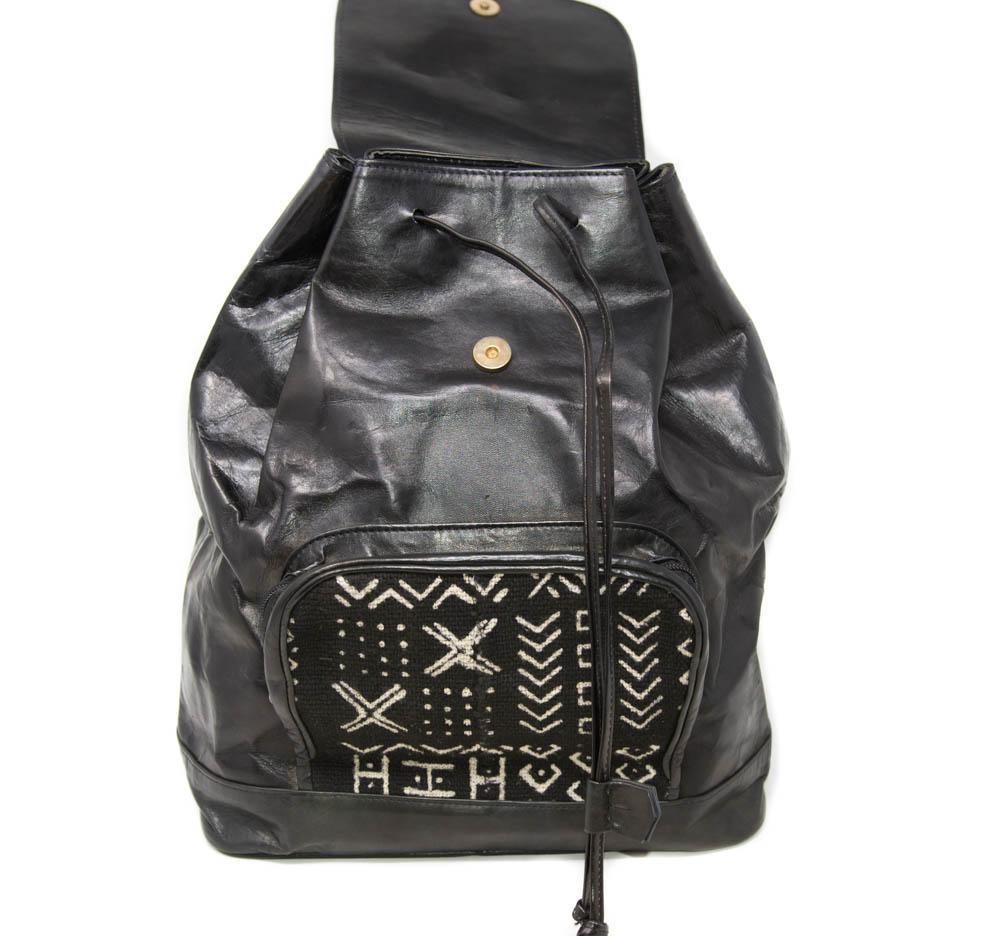 Handmade leather Back Pack/ Exclusive bag / Gift Ideas/ Mud Cloth bag/ BG102 - Tess World Designs