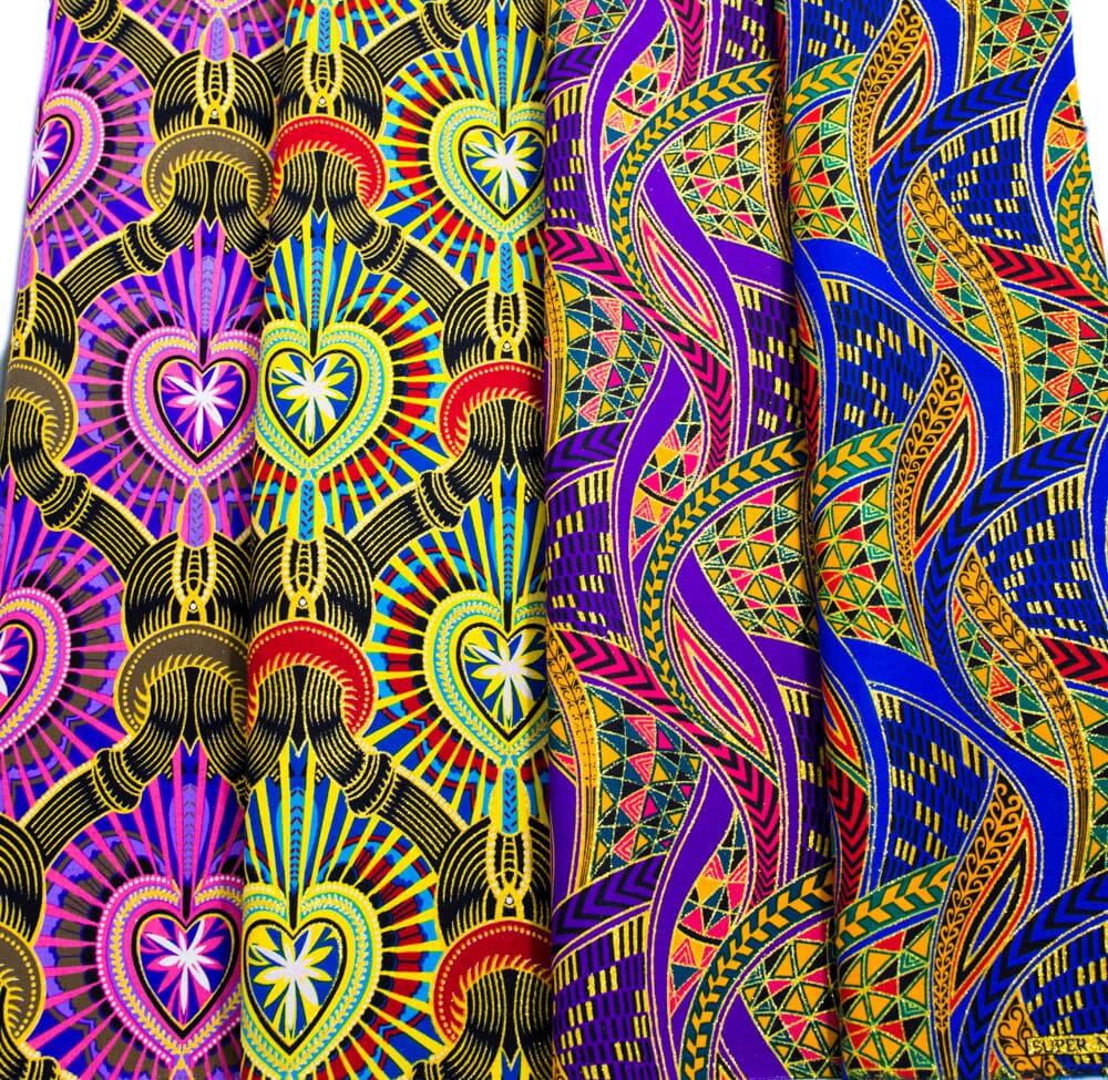 WP1741PGPB - Metallic Glitter African Print Fabric bundle, 4 pieces of 2 Yards - Tess World Designs