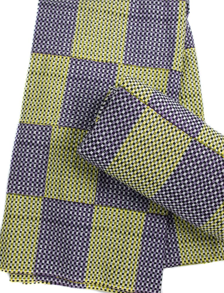 WK175-YP Authentic Handwoven Ewe Kete | Ghana Kente Cloth 2-piece Queen Set - Tess World Designs