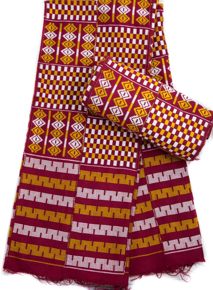 WK130-BWG, Authentic Handwoven Ashanti Kente Cloth from Ghana | 2-piece Queen Sets, - Tess World Designs