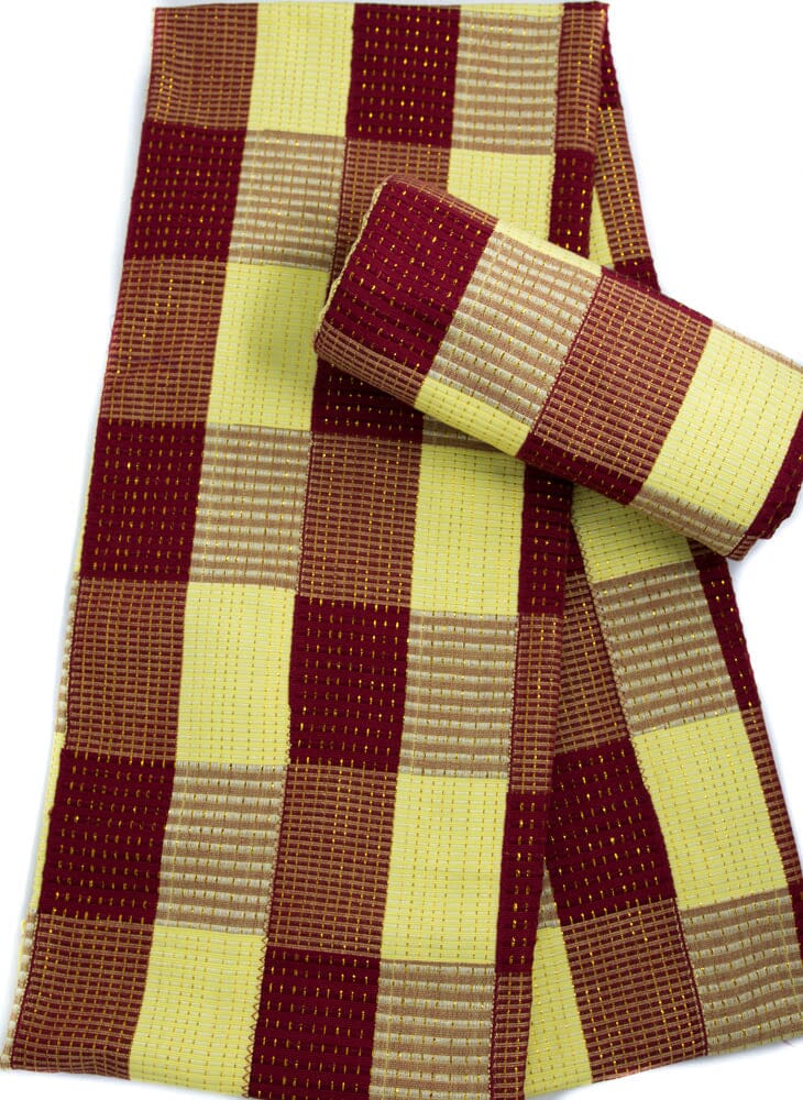 WK115-RBFRB - 3-Piece Queen Set, Handwoven Ashanti Kente Cloth from Ghana