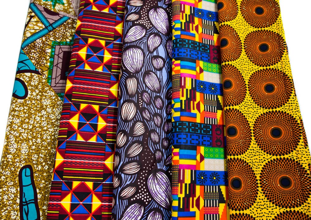 WP1746-ORLBY - One Yard African Fabric Bundle, Ankara Quilt, Five 1-yard Pieces - Tess World Designs