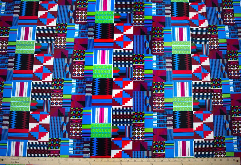 4 way Stretch Jersey Fabric, blue/ African fabric/ ST26 - Tess World Designs