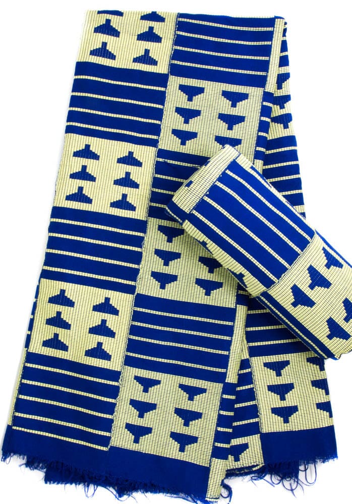 WK183-RBC  Handwoven Ashanti Ewe Kente Cloth from Ghana | 2-piece Queen Set - Tess World Designs