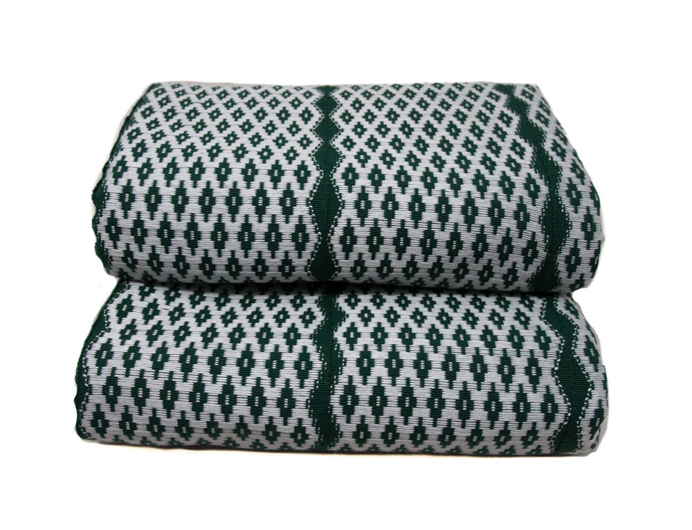 Green 2-piece Queen Set, Handwoven Kete/ Kente Cloth from Ghana/ WK107-Q - Tess World Designs