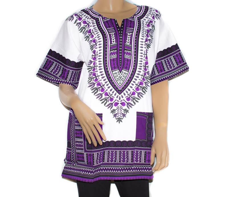 Dashiki men/ Dashiki women white/purple DW16 - Tess World Designs