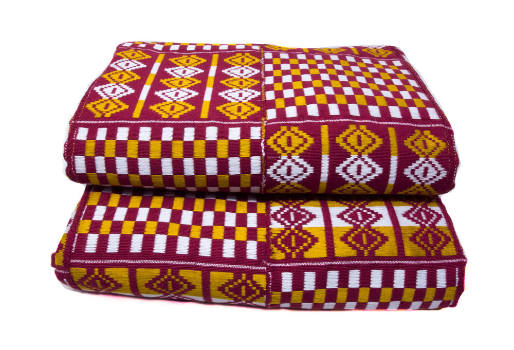 WK130-BWG, Authentic Handwoven Ashanti Kente Cloth from Ghana