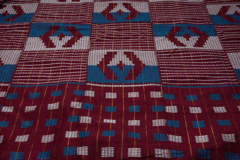 The Real Authentic hand Woven Kente Cloth from Ghana/ Red/blue WK19 - Tess World Designs