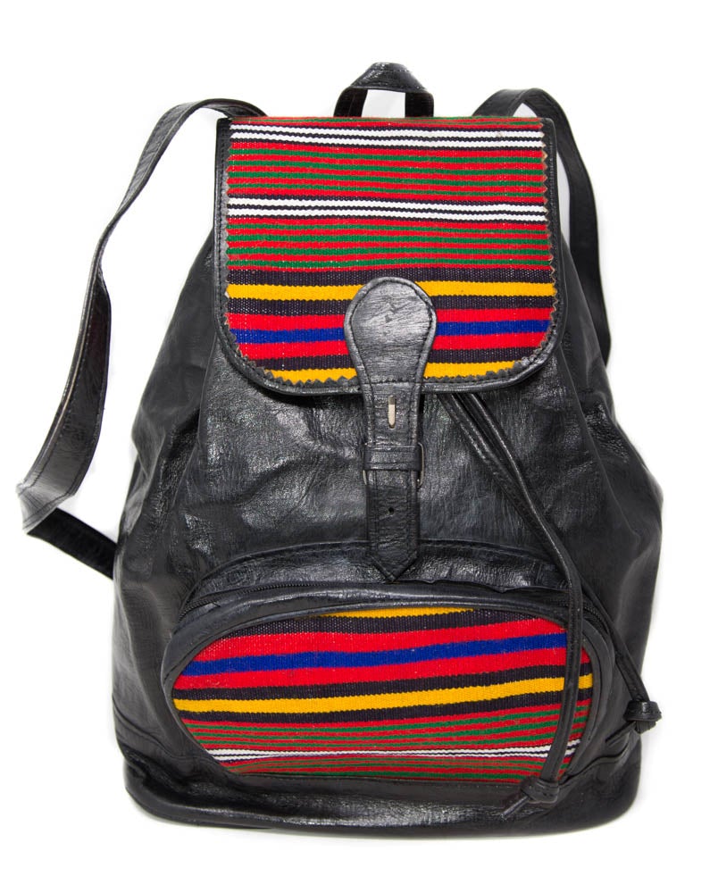 Handmade leather Back Pack/ Exclusive bag / Gift Ideas/ Fabric bag/ BG97 - Tess World Designs