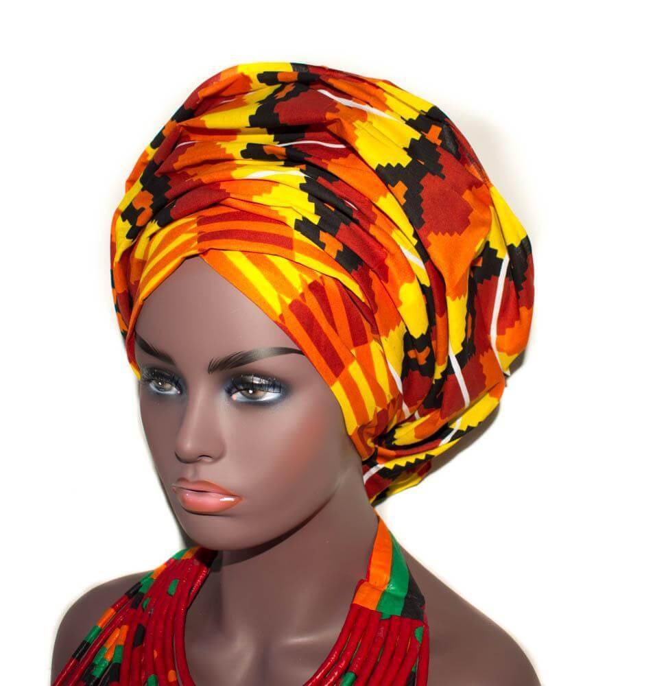 African Headwrap, ankara fabric Scarf, Melorwo HT274 - Tess World Designs