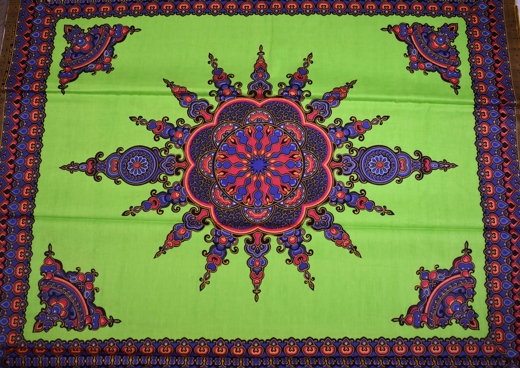 Dashiki fabric/ by the panel, African fabric/ lime green small design, DS91B - Tess World Designs
